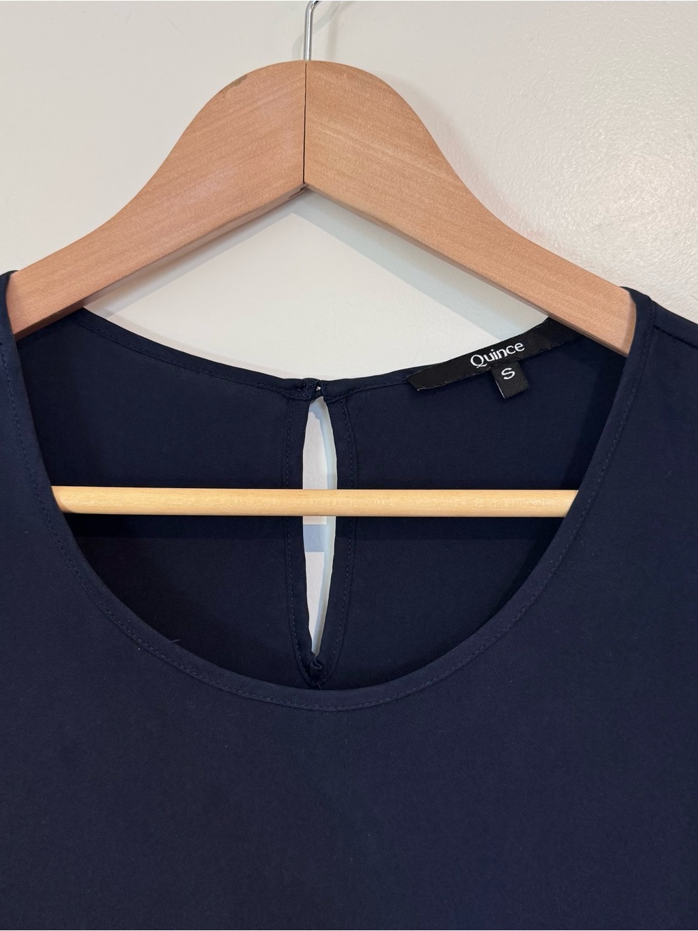 Quince Silk T-Shirt Dress Small Navy Blue High Low Short Sleeve Classic Casual - Picture 5 of 6